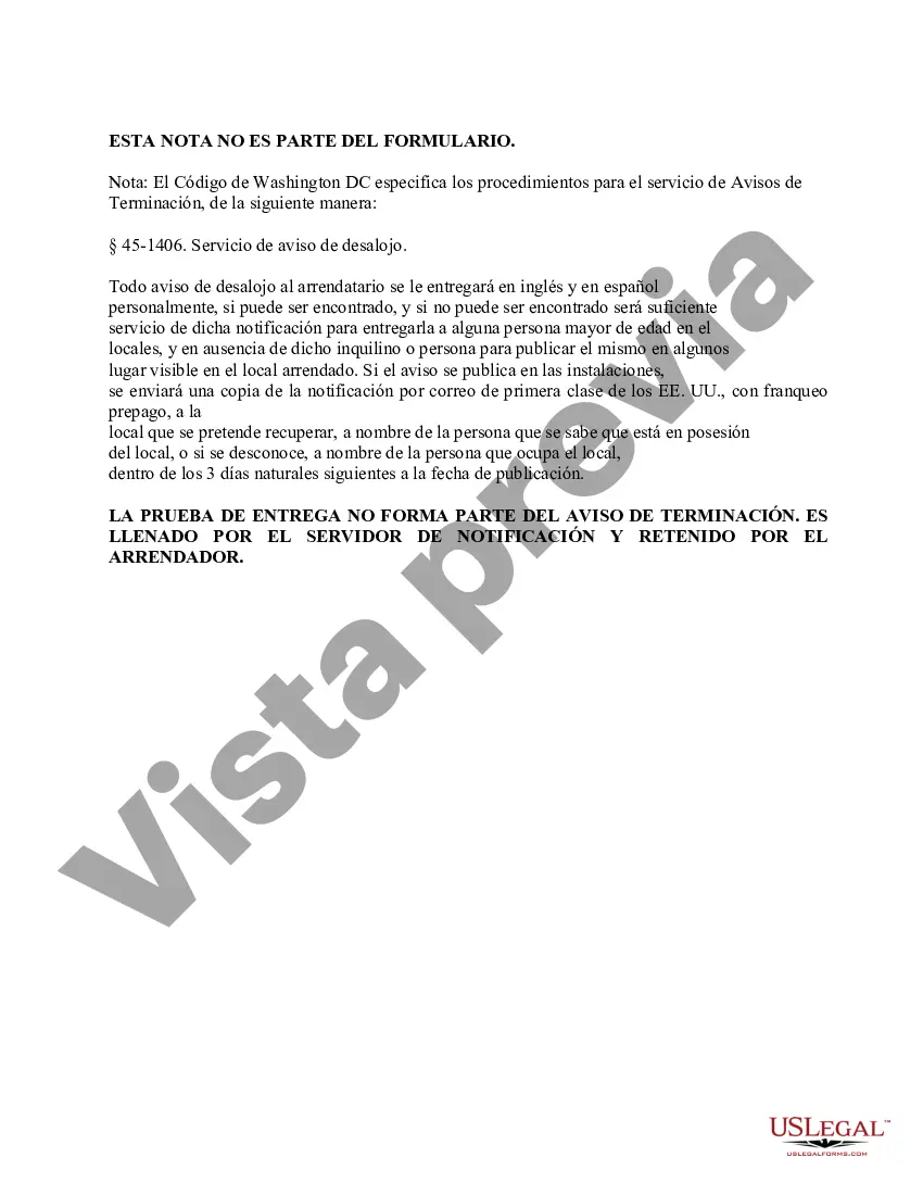 Preview Aviso de 30 días para rescindir el contrato de arrendamiento de mes a mes - Residencial del propietario al inquilino