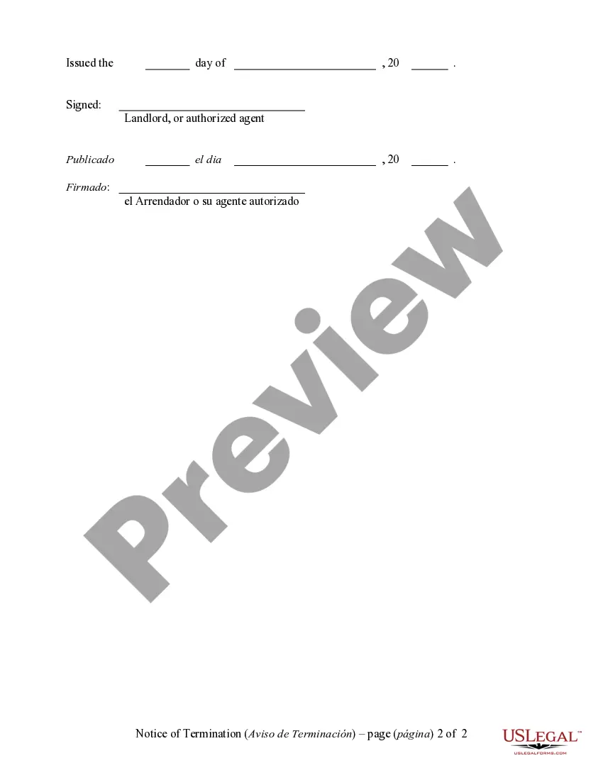 Preview 30 Day Notice to Terminate Month to Month Lease - Residential from Landlord to Tenant