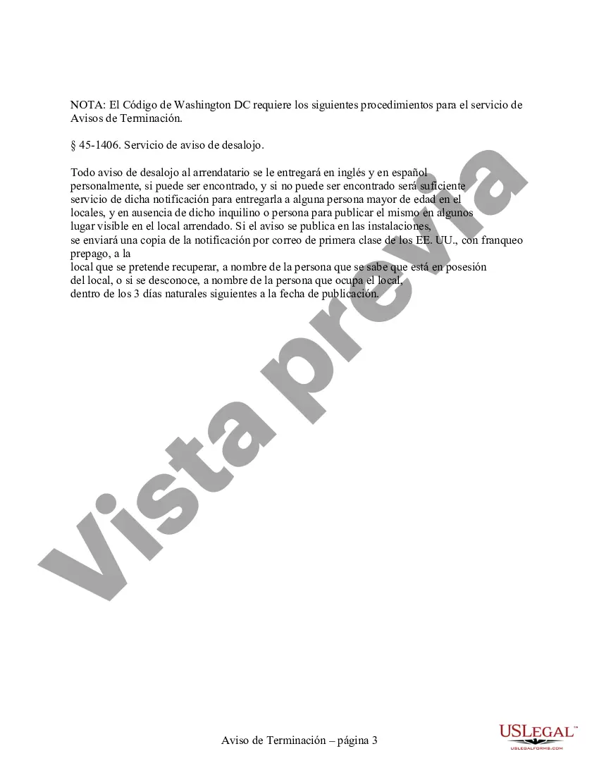 Preview Aviso de 30 días para rescindir el contrato de arrendamiento de trimestre a trimestre para residencial del propietario al inquilino