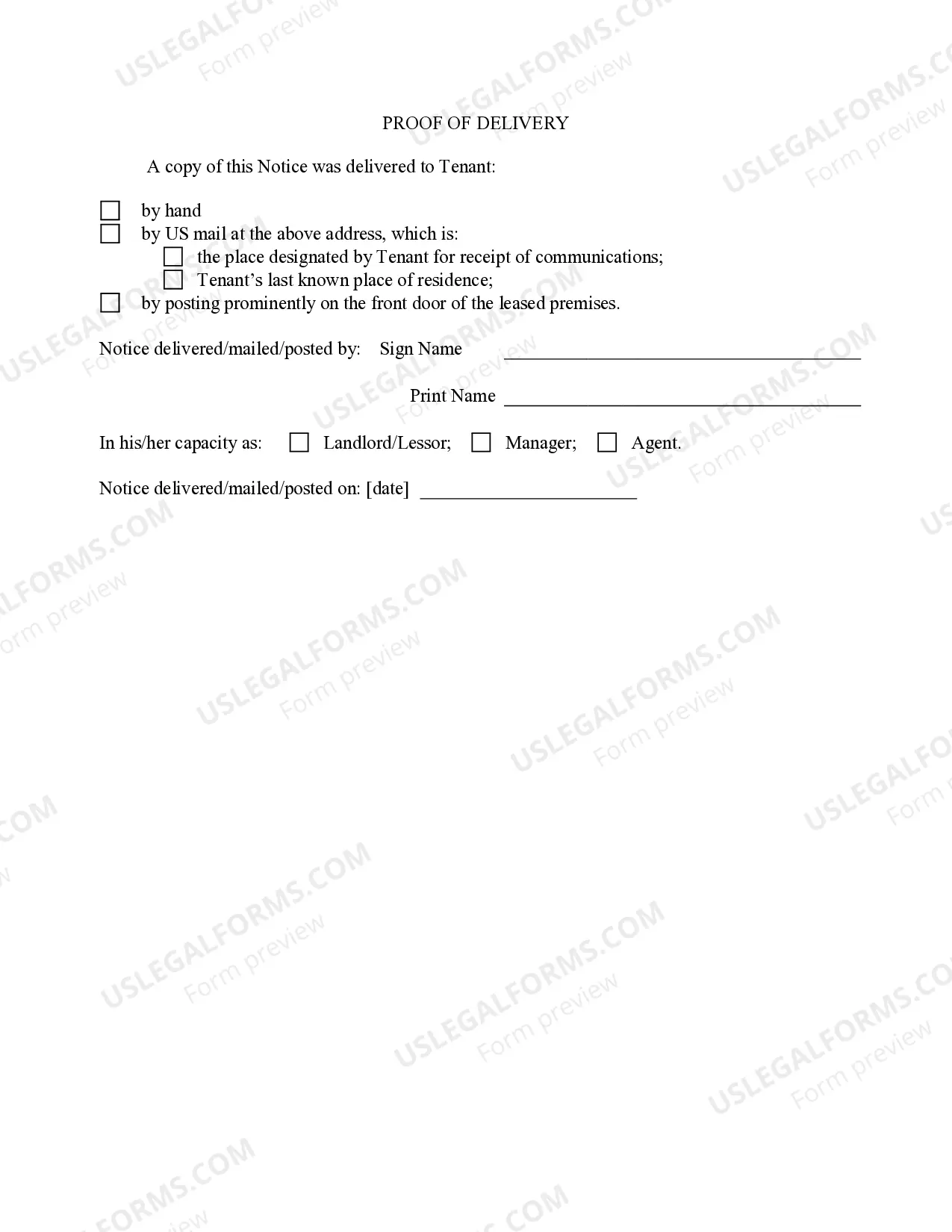 Preview 7 Day Notice to Pay Rent or Lease Terminates for Residential Property