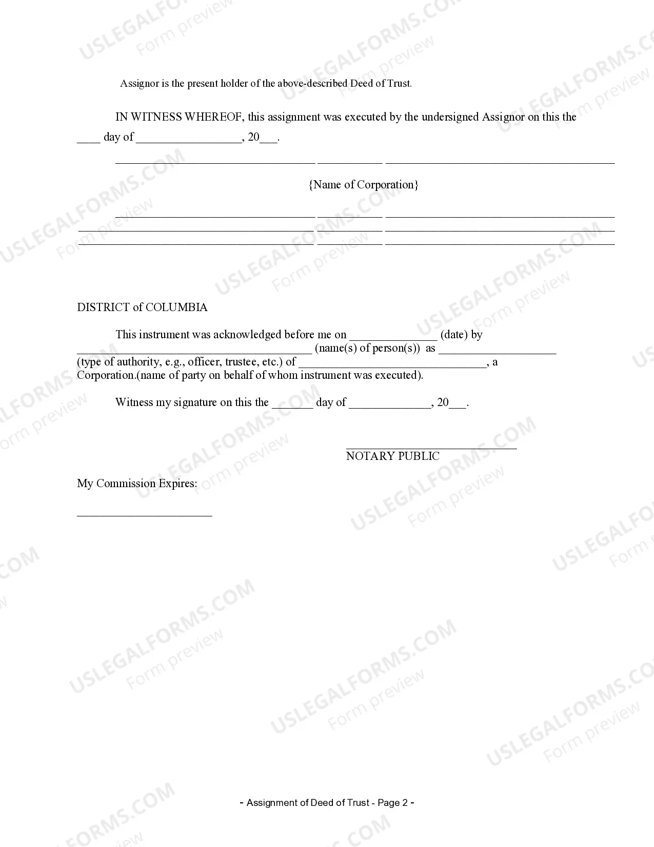 Preview Assignment of Deed of Trust by Corporate Mortgage Holder