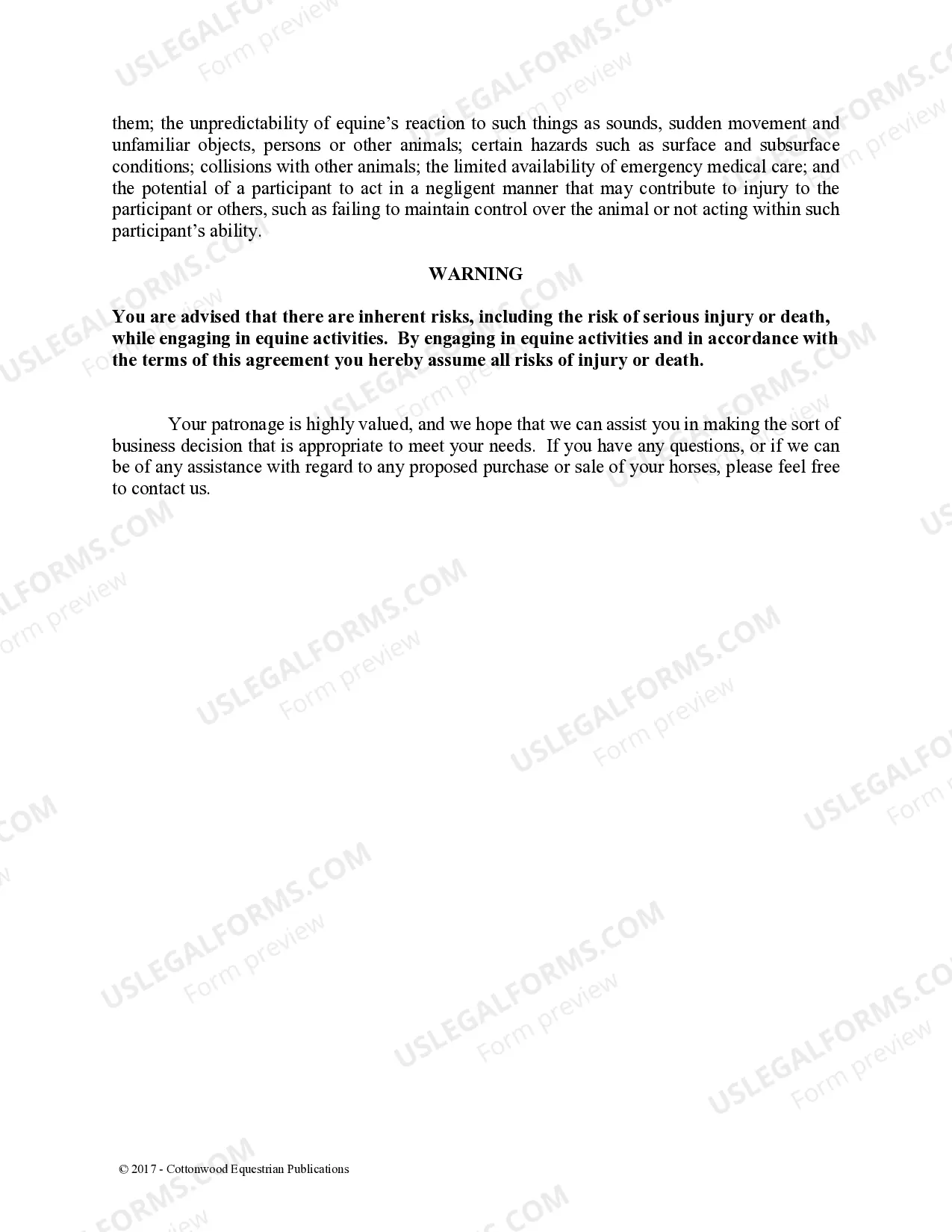 Preview Pre-Purchase Recommendations - Horse Equine Forms