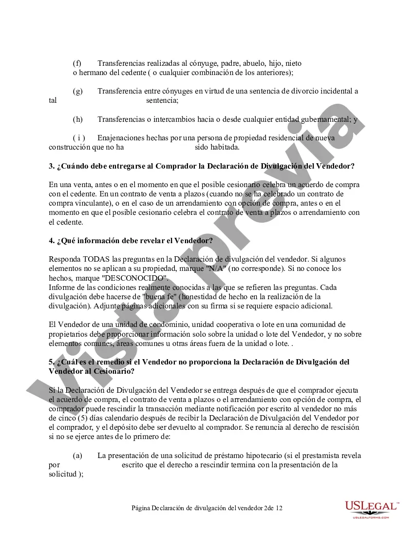 Preview Declaración de Divulgación de Ventas de Bienes Raíces Residenciales