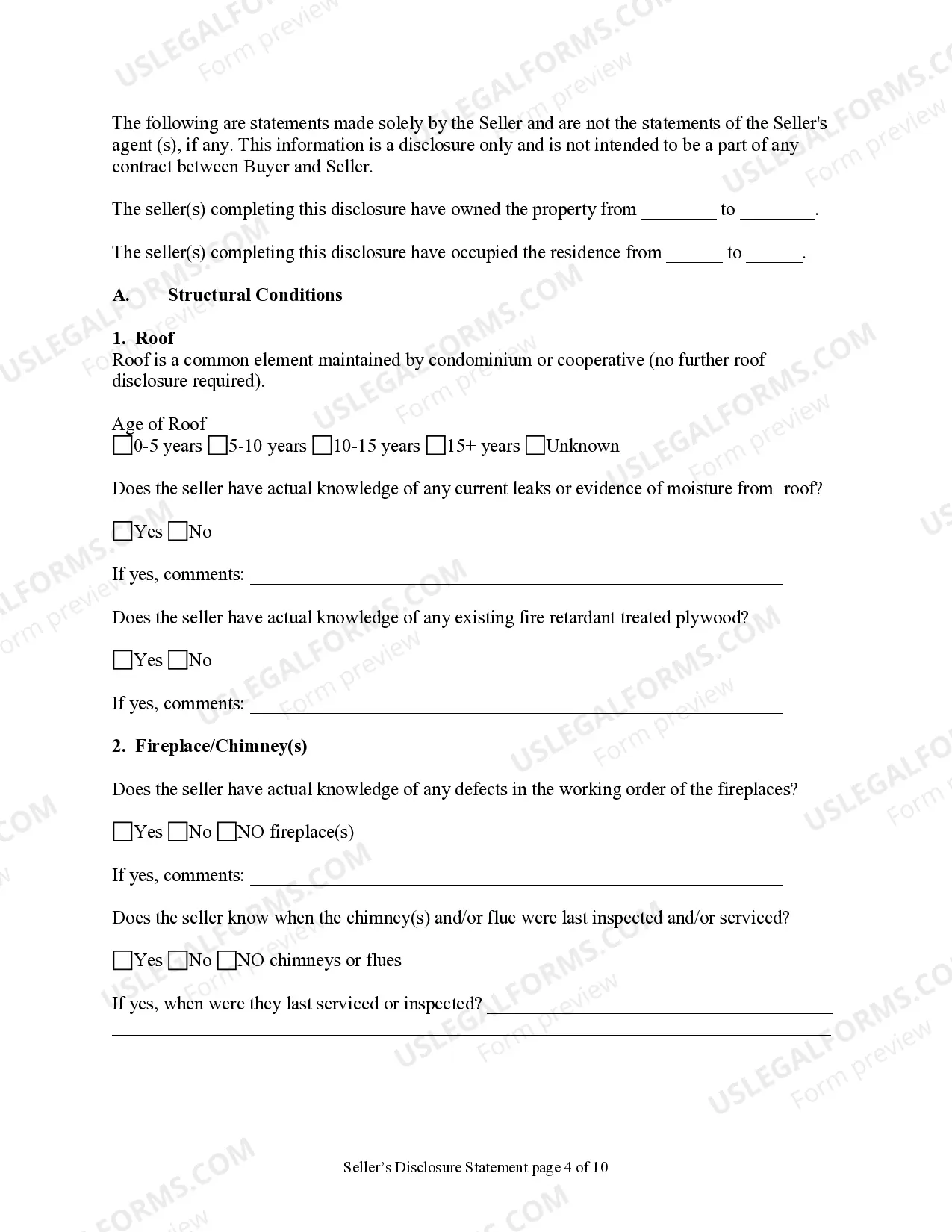 Preview Residential Real Estate Sales Disclosure Statement