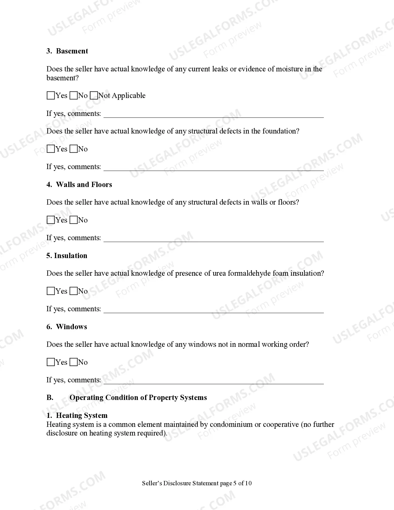 Preview Residential Real Estate Sales Disclosure Statement