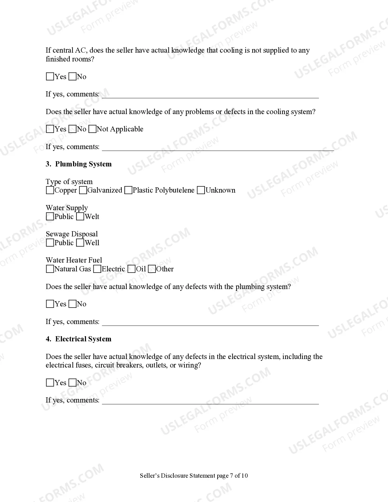Preview Residential Real Estate Sales Disclosure Statement