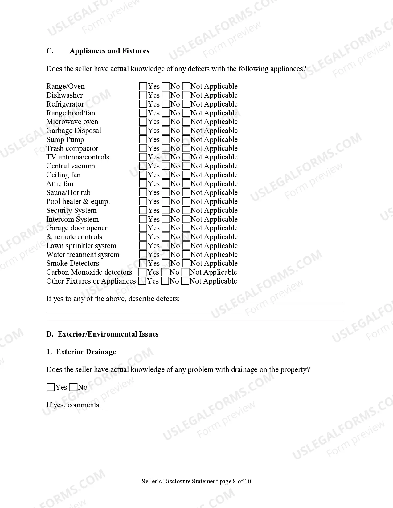 Preview Residential Real Estate Sales Disclosure Statement