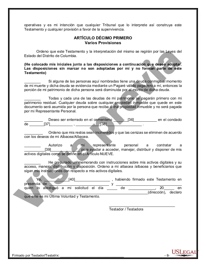 Preview Paquete de Testamentos Mutuos de Últimas Voluntades y Testamentos para Personas Solteras que conviven con Hijos Adultos