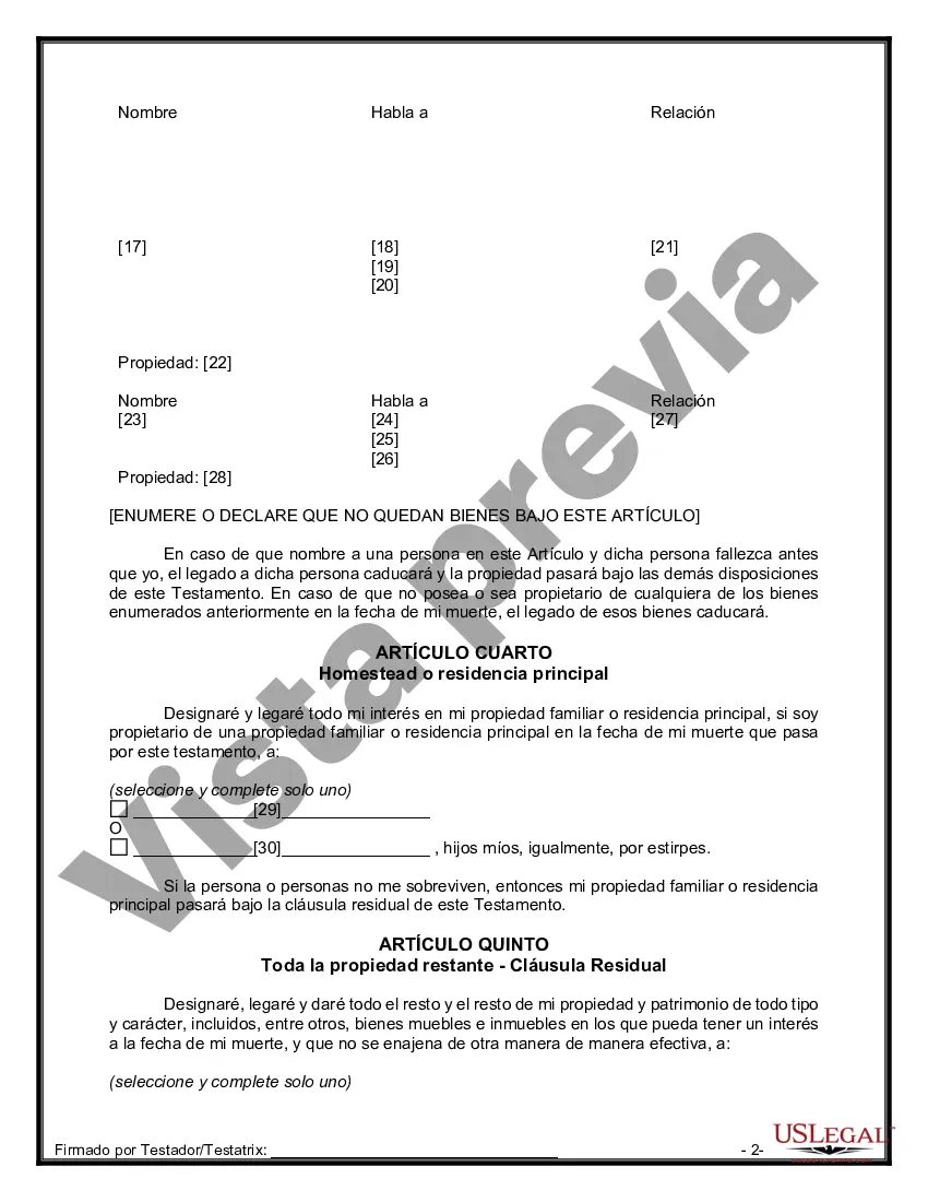 Preview Paquete de Testamentos Mutuos de Últimas Voluntades y Testamentos para Personas Solteras que conviven con Hijos Adultos