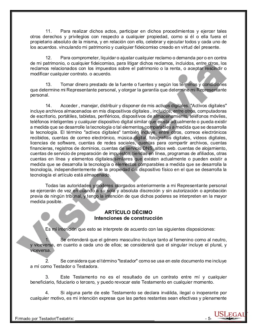 Preview Paquete de Testamentos Mutuos de Últimas Voluntades y Testamentos para Personas Solteras que conviven con Hijos Adultos
