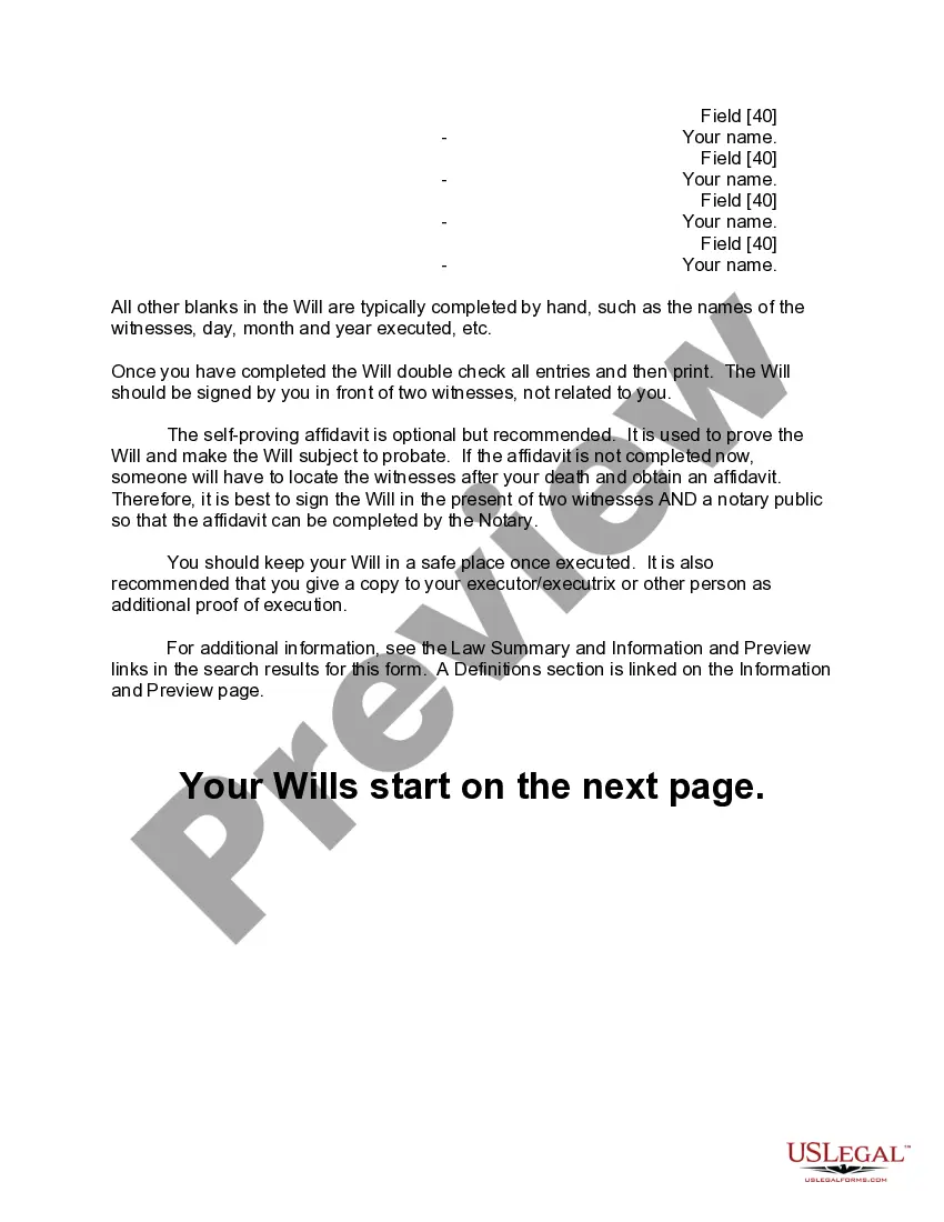 Preview Mutual Wills Package of Last Wills and Testaments for Man and Woman living together not Married with Adult Children
