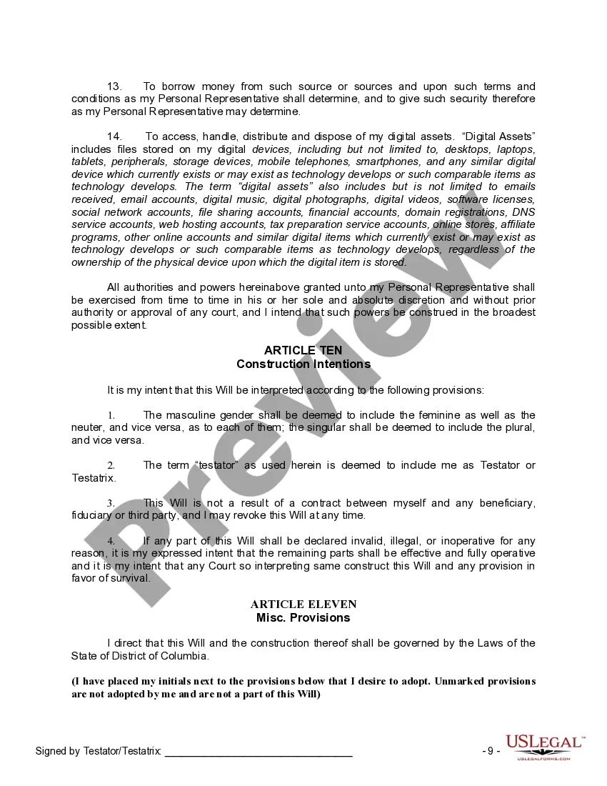 Preview Mutual Wills Package of Last Wills and Testaments for Man and Woman living together not Married with Adult Children