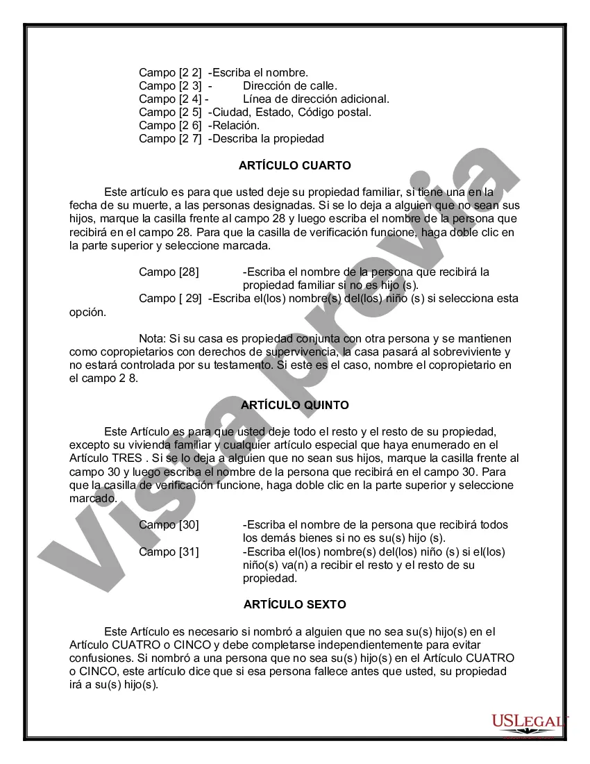 Preview Testamentos Mutuos o Últimas Voluntades y Testamentos para Personas Solteras que conviven con Hijos Menores