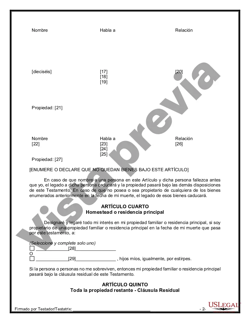 Preview Testamentos Mutuos o Últimas Voluntades y Testamentos para Personas Solteras que conviven con Hijos Menores