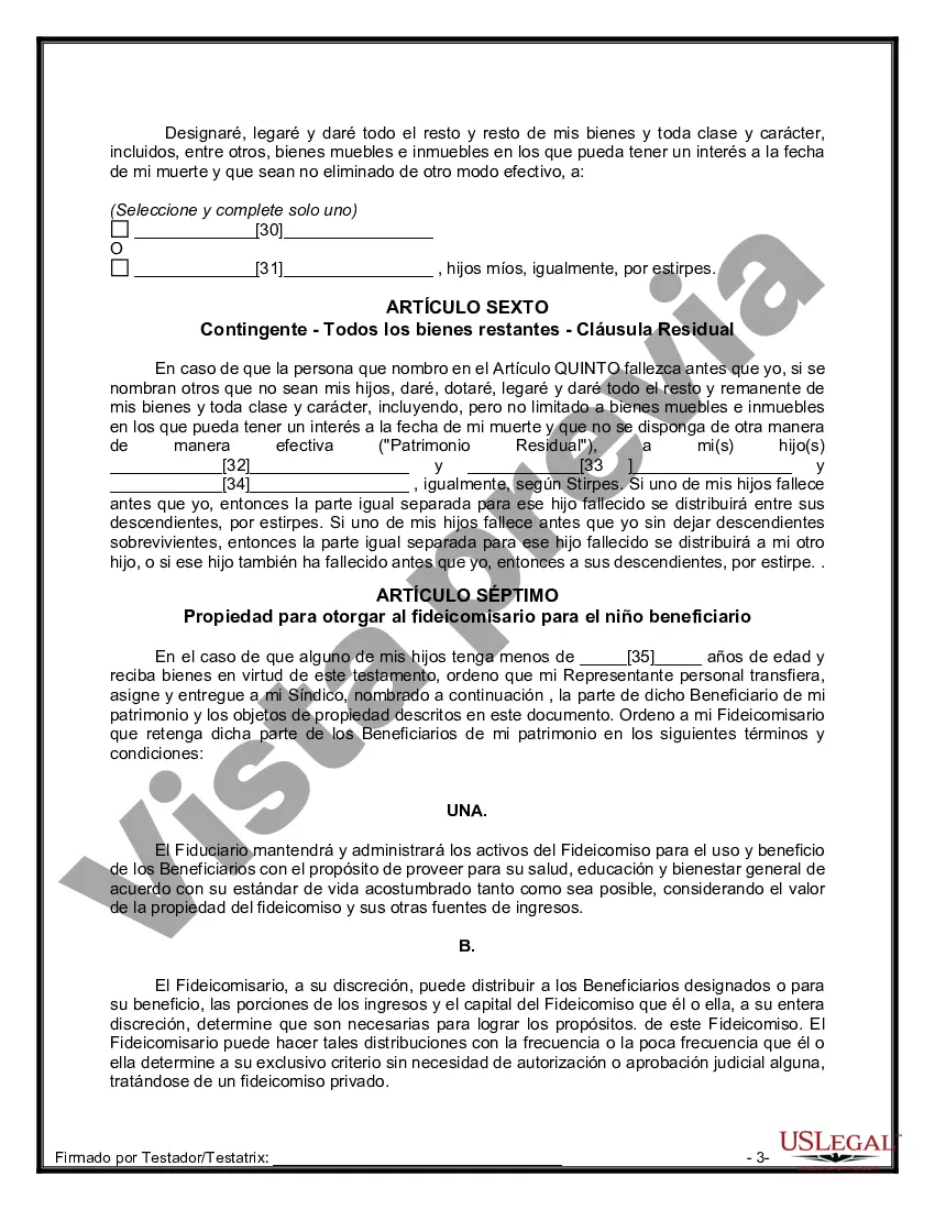 Preview Testamentos Mutuos o Últimas Voluntades y Testamentos para Personas Solteras que conviven con Hijos Menores