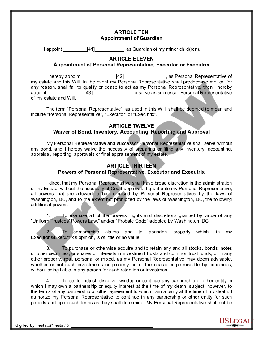 page 9 Mutual Wills or Last Will and Testaments for Unmarried Persons living together with Minor Children preview
