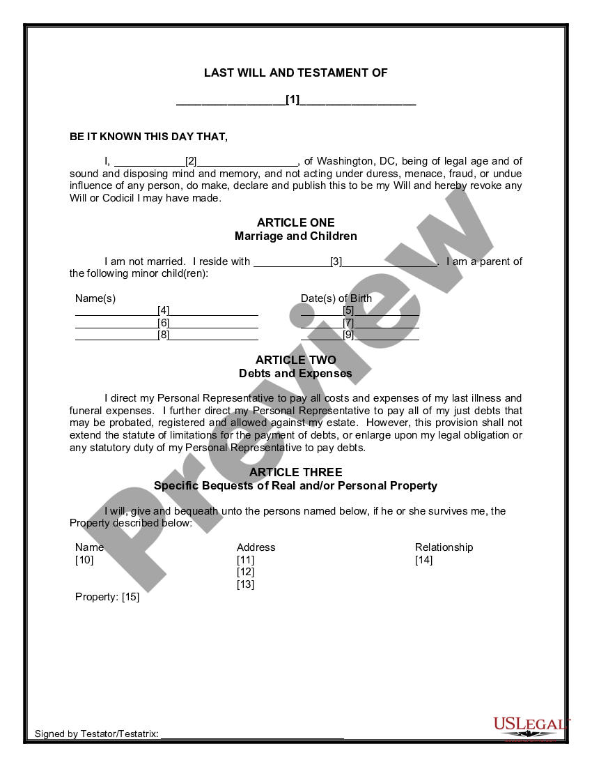 page 5 Mutual Wills or Last Will and Testaments for Unmarried Persons living together with Minor Children preview