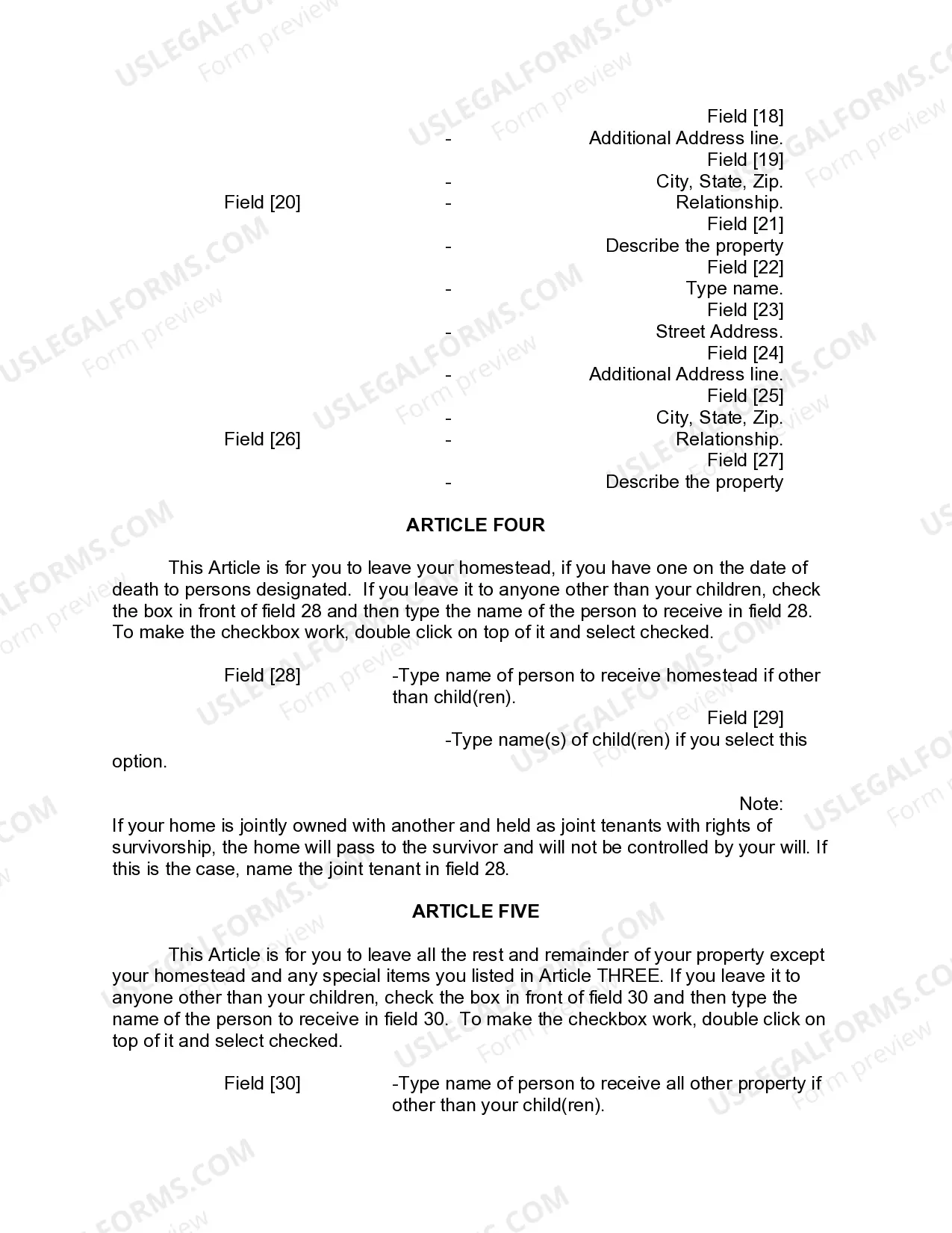 Preview Mutual Wills or Last Will and Testaments for Man and Woman living together, not Married with Minor Children