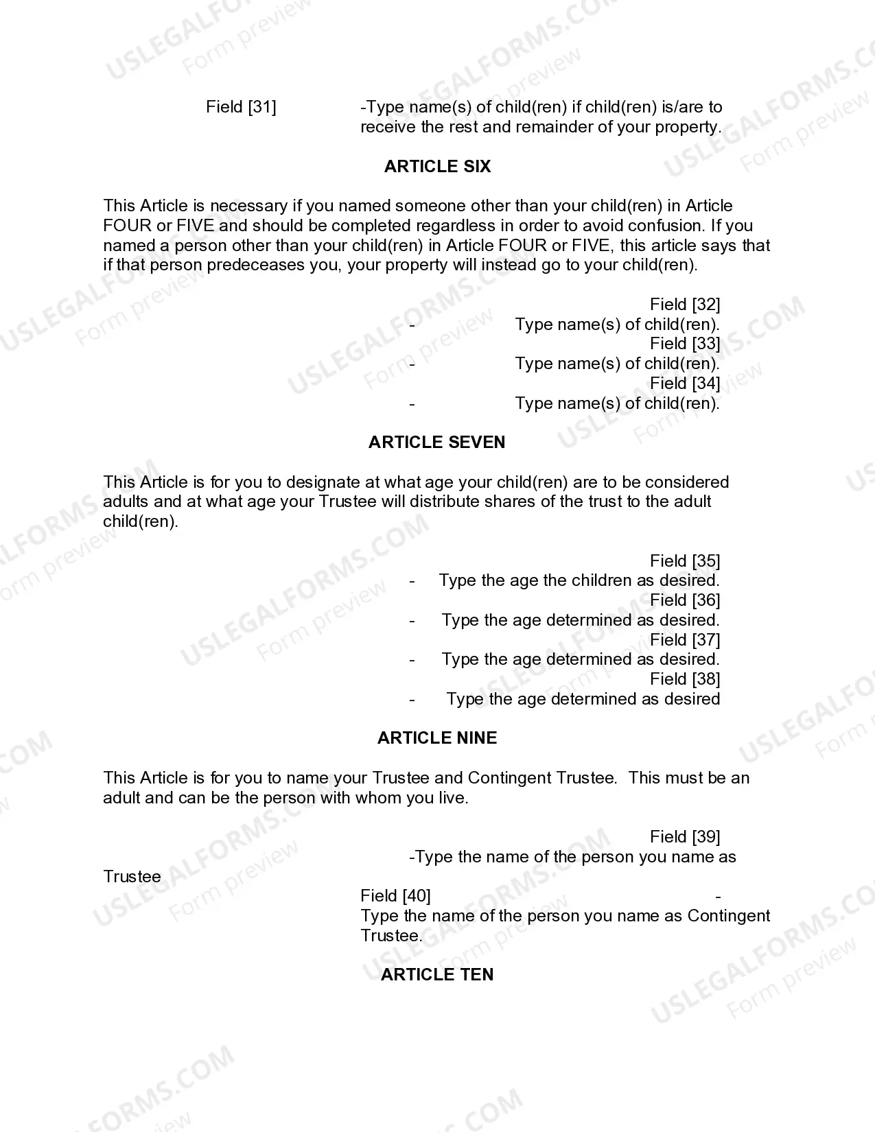 Preview Mutual Wills or Last Will and Testaments for Man and Woman living together, not Married with Minor Children