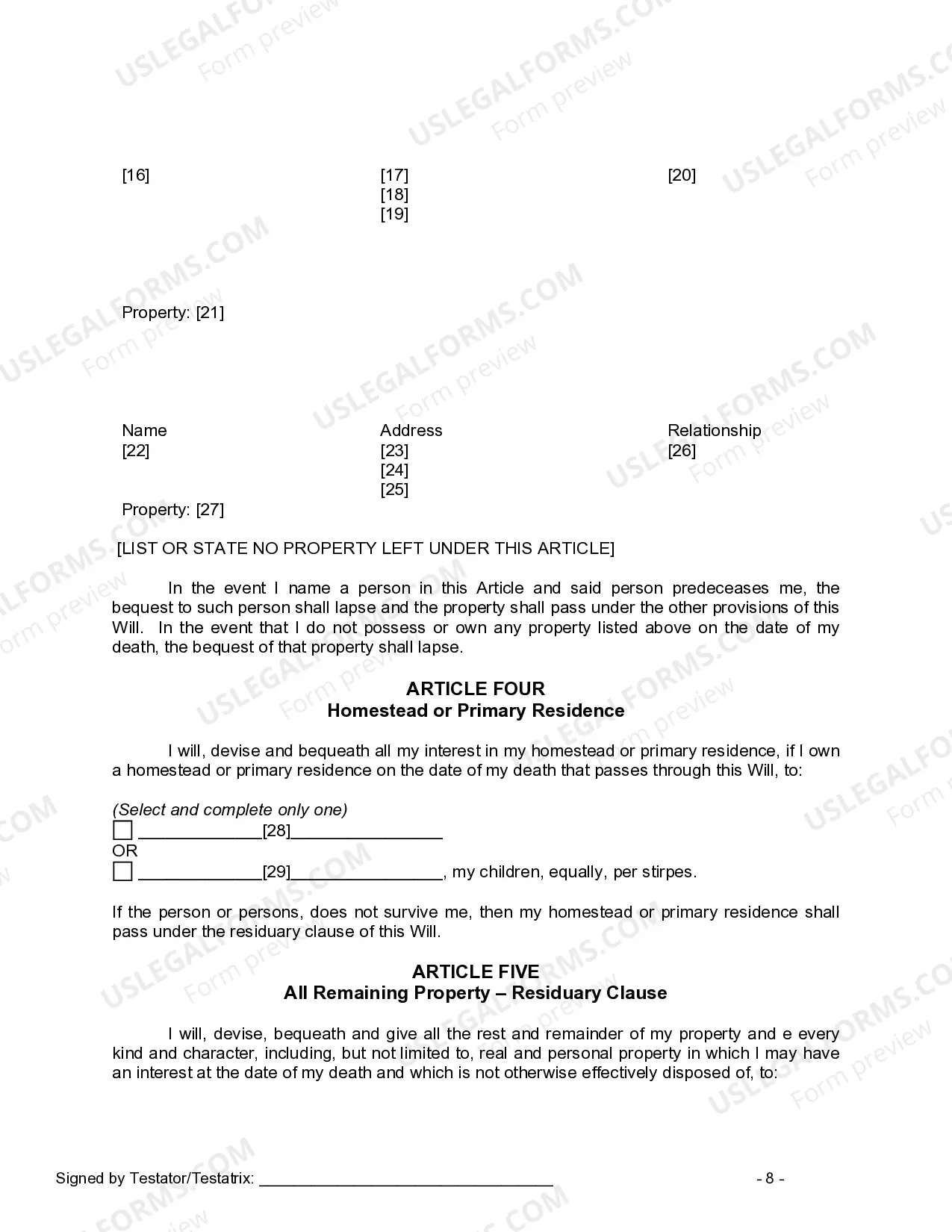 Preview Mutual Wills or Last Will and Testaments for Man and Woman living together, not Married with Minor Children