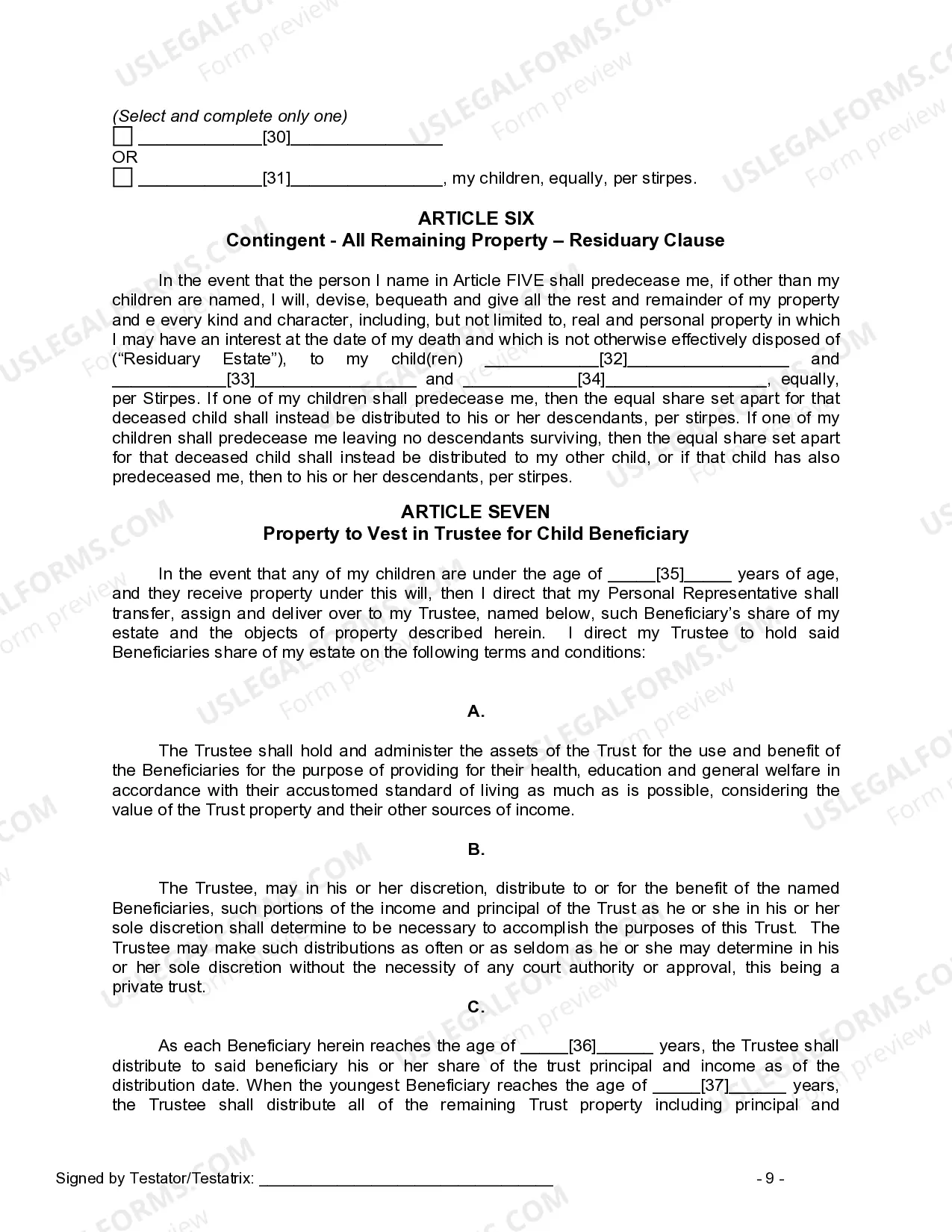 Preview Mutual Wills or Last Will and Testaments for Man and Woman living together, not Married with Minor Children