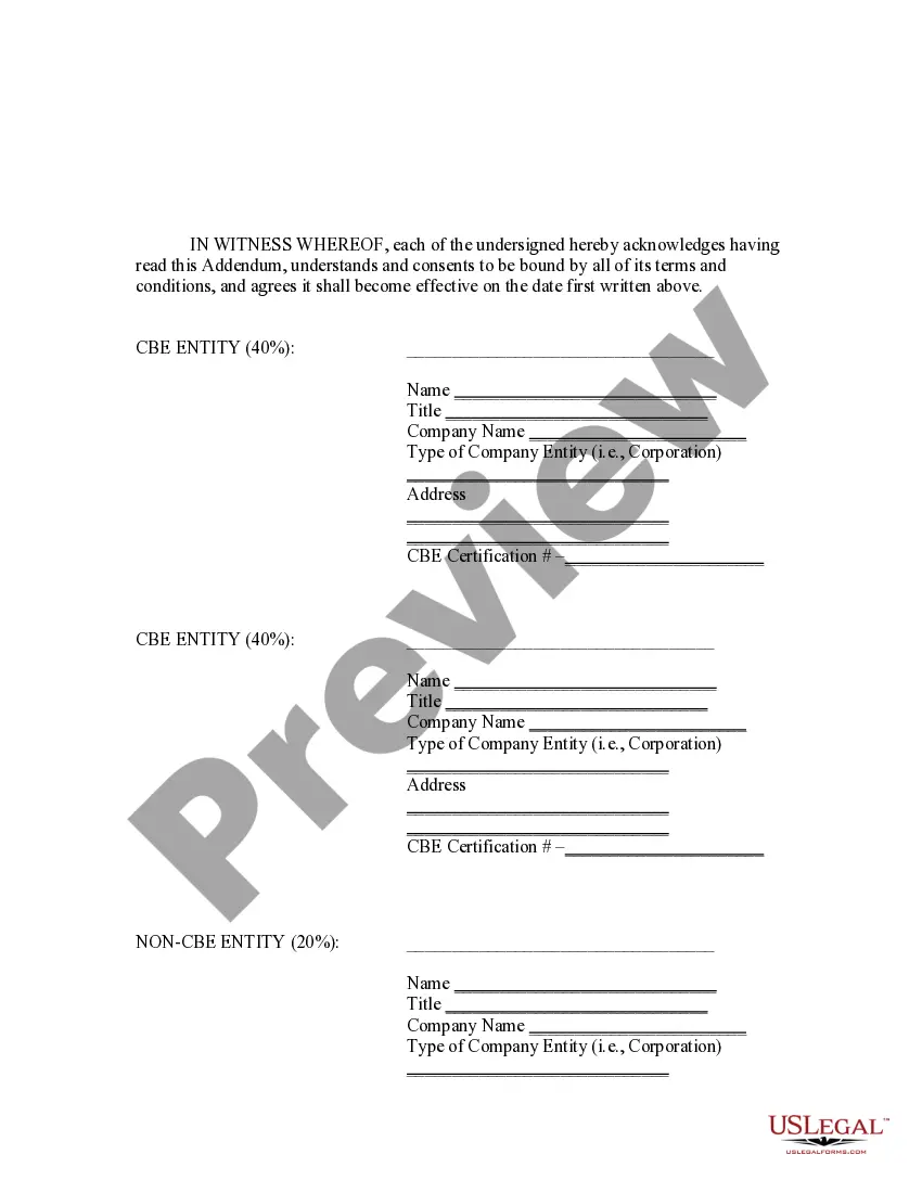 Preview Addendum to Joint Venture Agreement