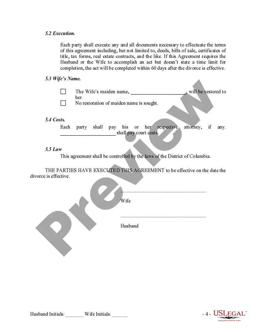 Preview Marital Legal Separation and Property Settlement Agreement no children