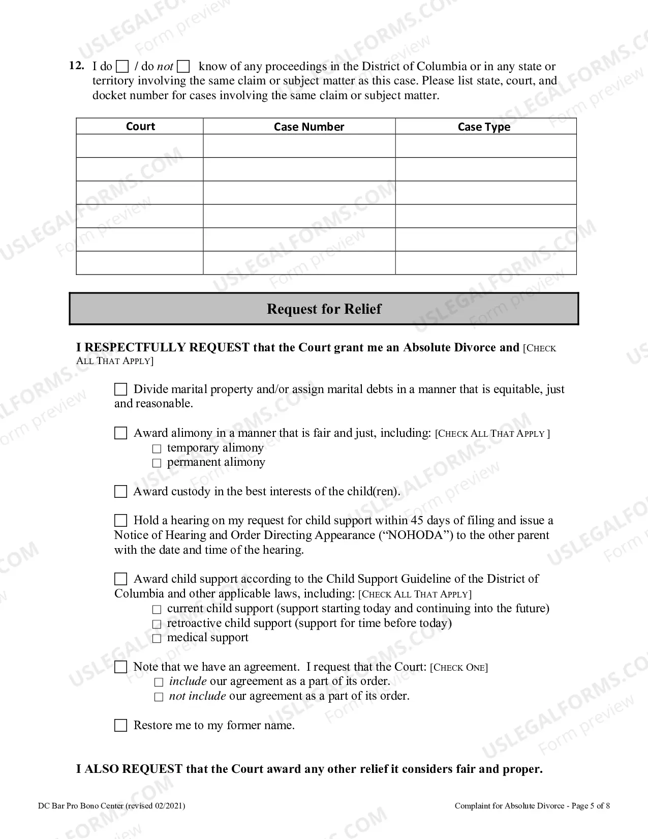 Preview Complaint for Absolute Divorce