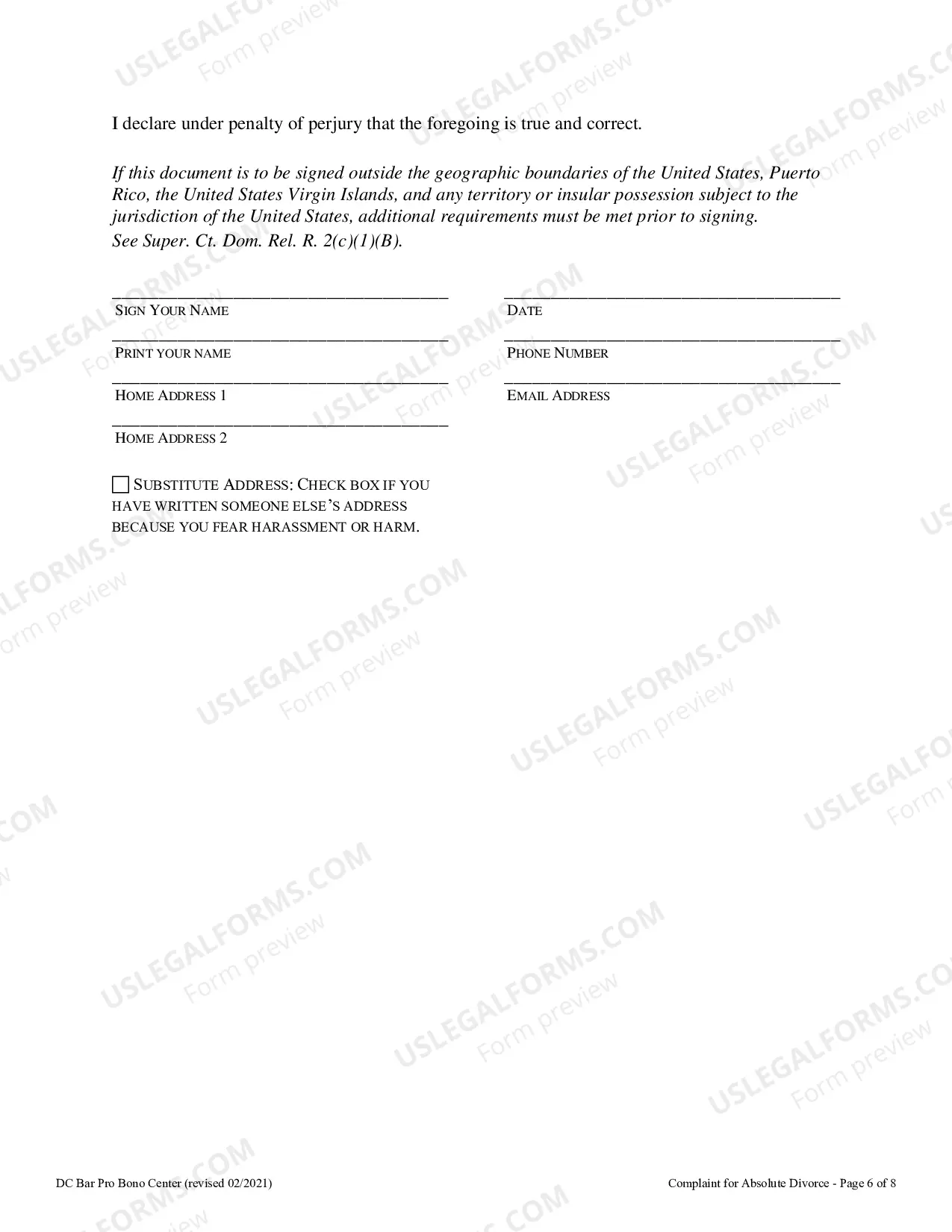 Preview Complaint for Absolute Divorce