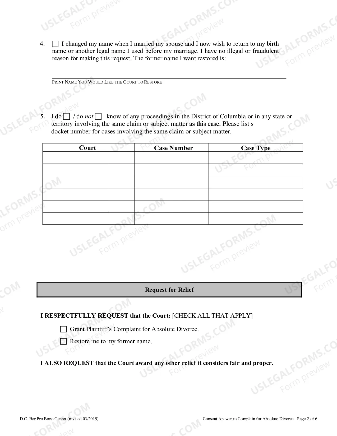 Preview Consent Answer to Complaint for Absolute Divorce