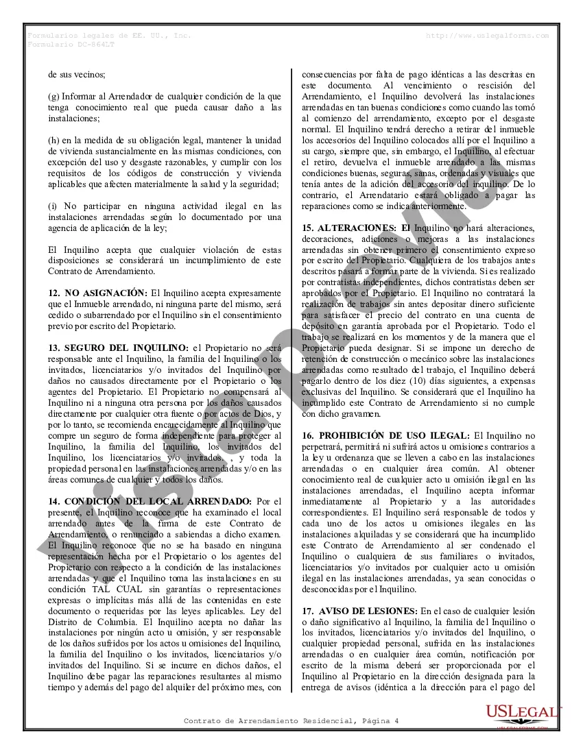 Preview Contrato de arrendamiento de alquiler residencial