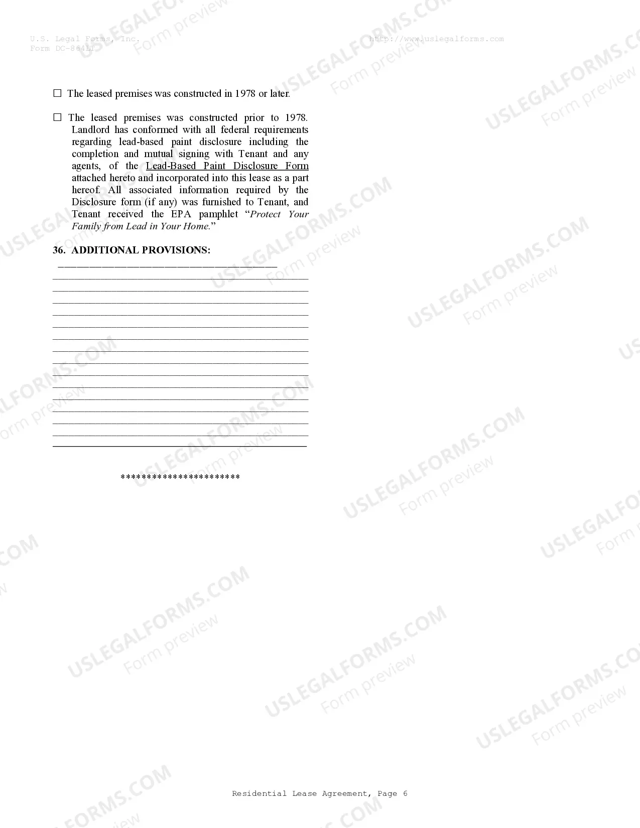 Preview Residential Rental Lease Agreement
