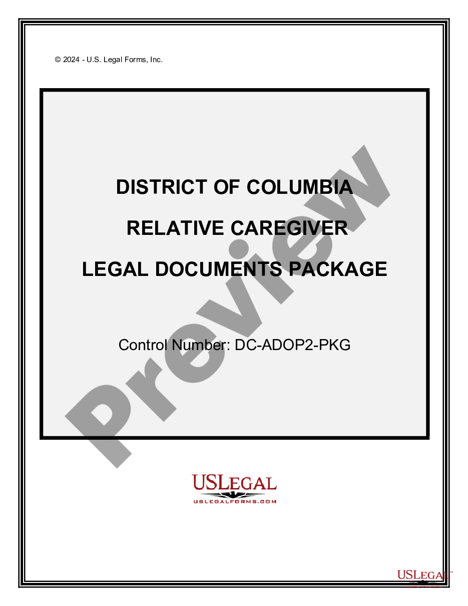 page 0 District of Columbia Relative Caretaker Legal Documents Package preview