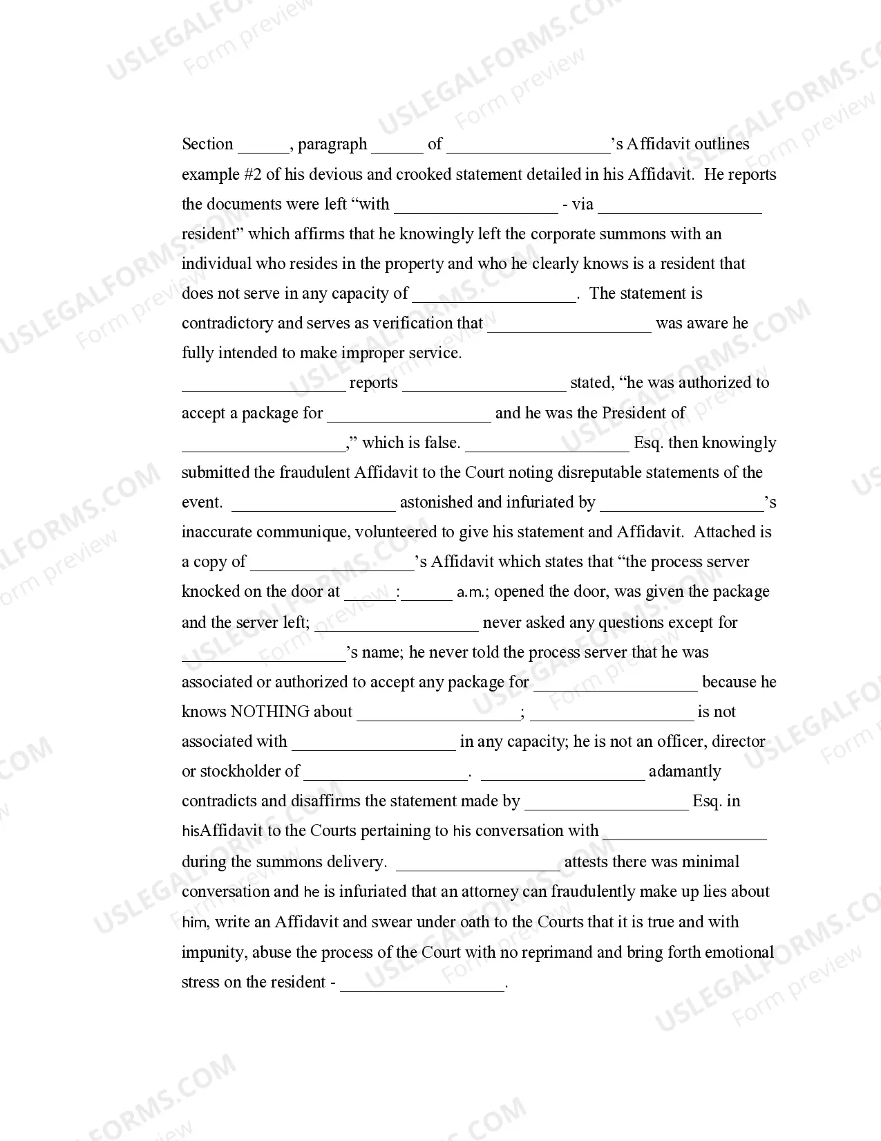 Preview Motion to Quash Service of Process