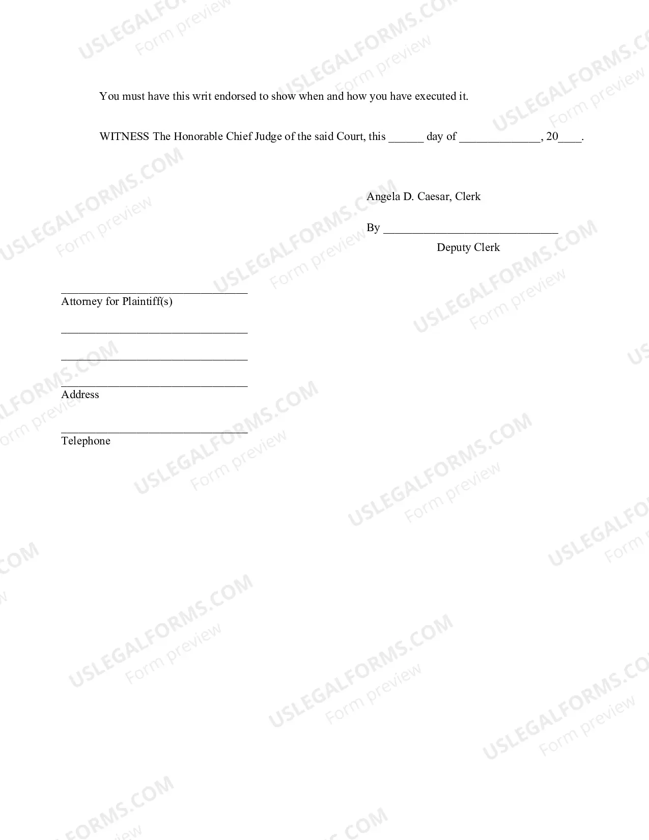 Preview Writ of Attachment on Judgment - Personal Property, Goods, Chattels