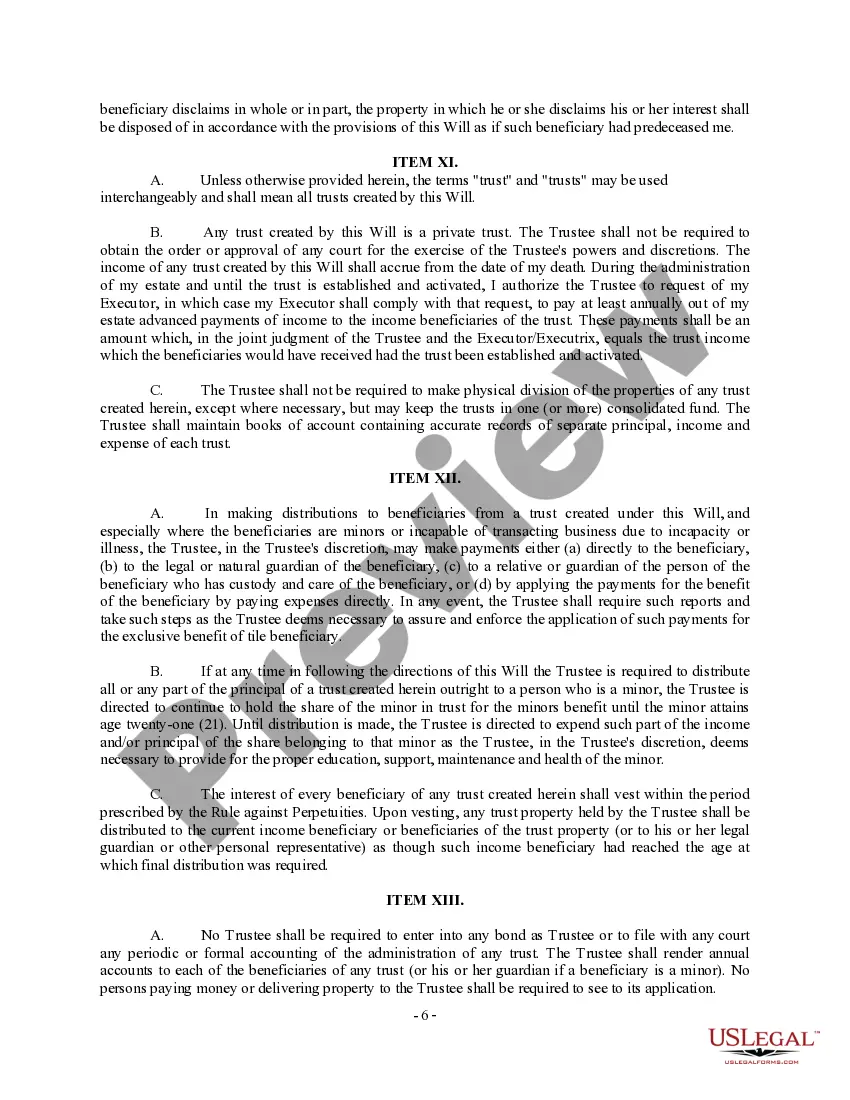 Preview Complex Will with Credit Shelter Marital Trust for Large Estates