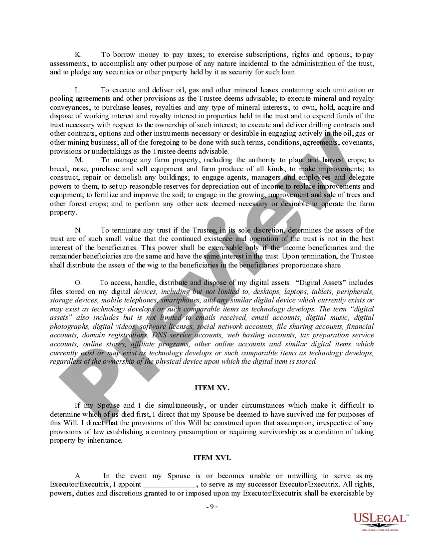 Preview Complex Will with Credit Shelter Marital Trust for Large Estates