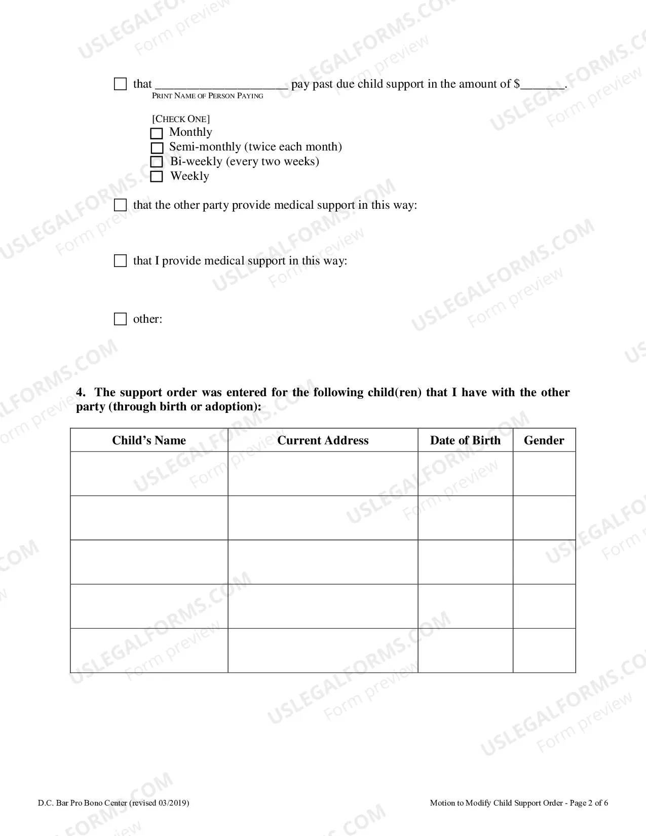 Preview Motion to Modify Child Support Order