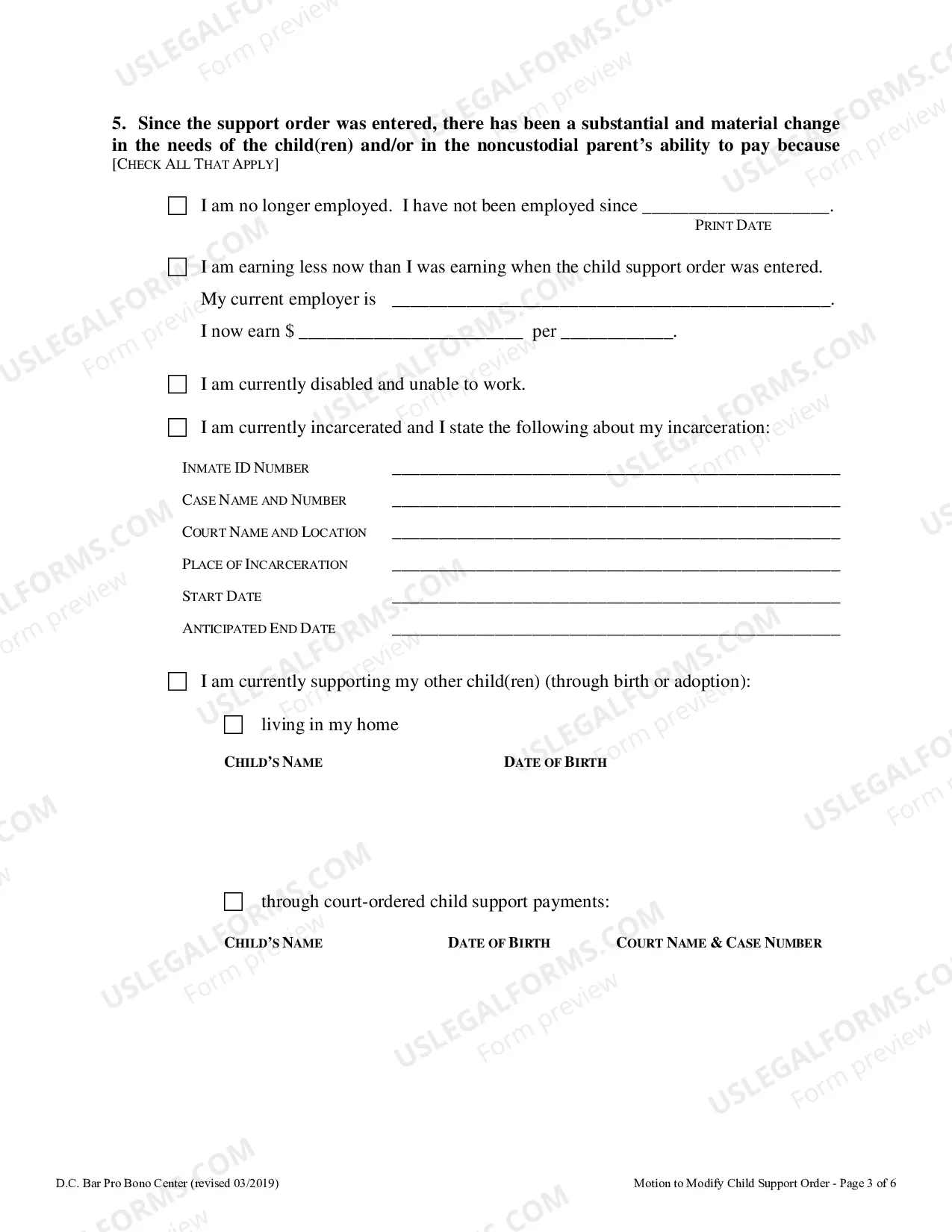 Preview Motion to Modify Child Support Order