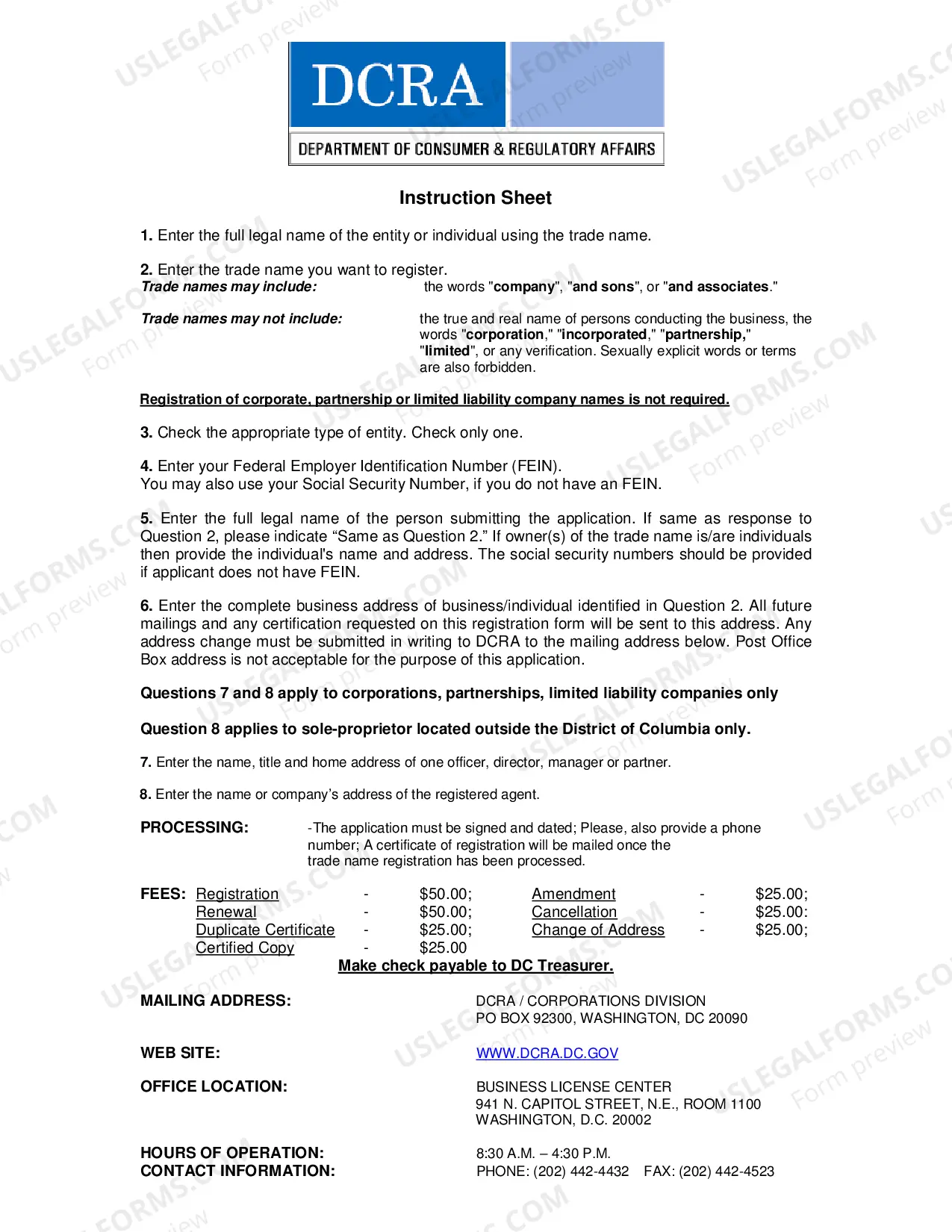 Preview Trade Name Registration Application