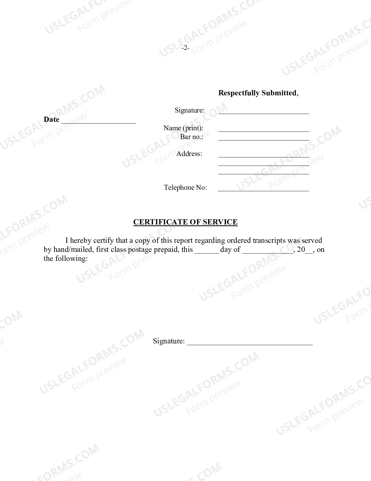 Preview Statement Regarding Transcripts
