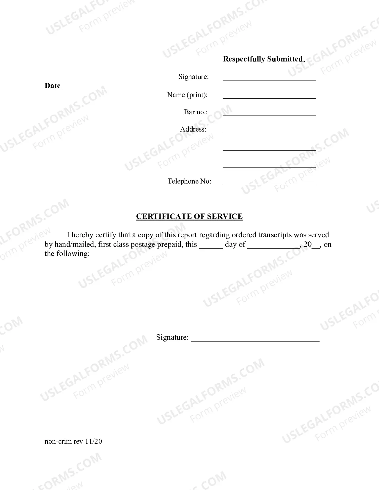 Preview Statement Regarding Transcripts - NonCriminal