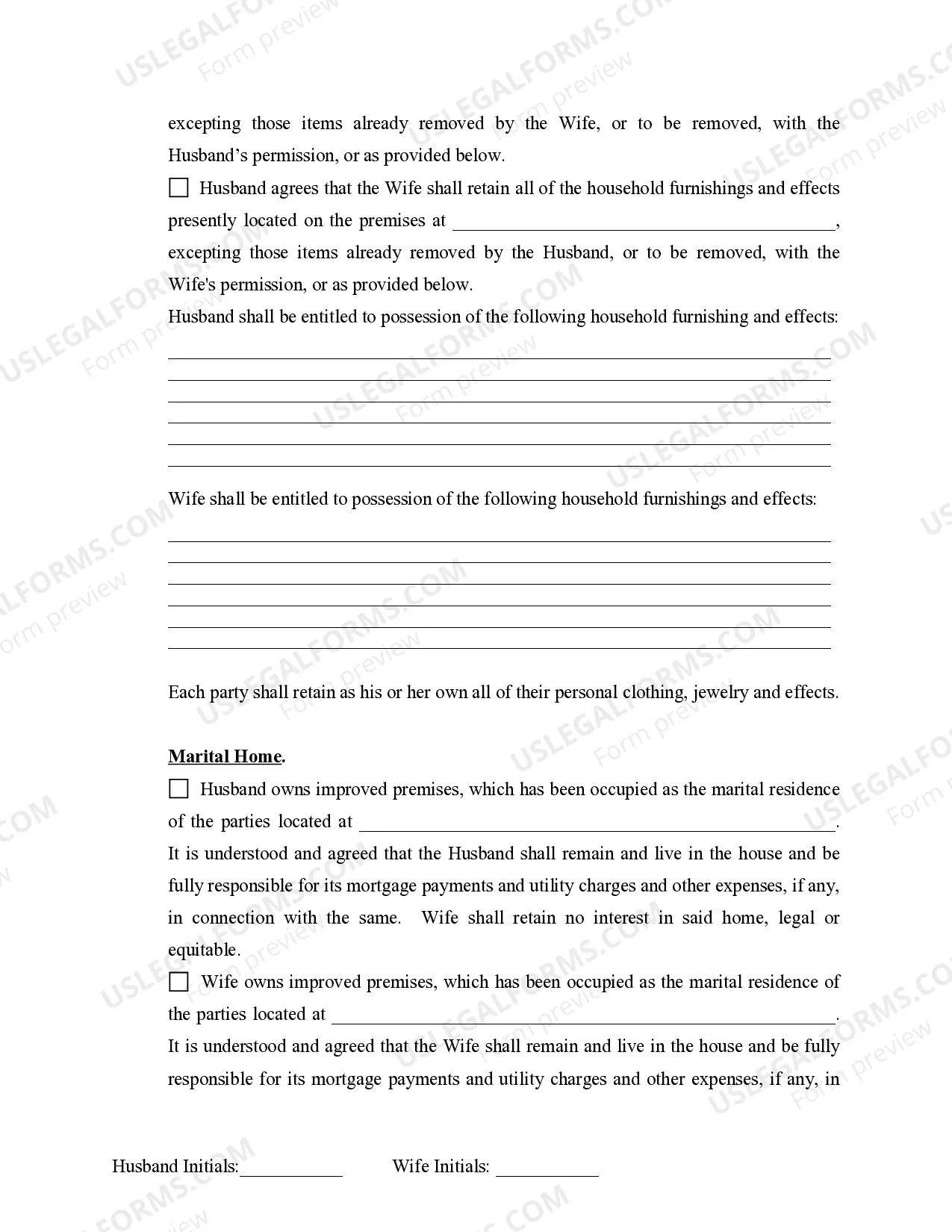Preview Marital Legal Separation and Property Settlement Agreement Minor Children no Joint Property or Debts where Divorce Action Filed