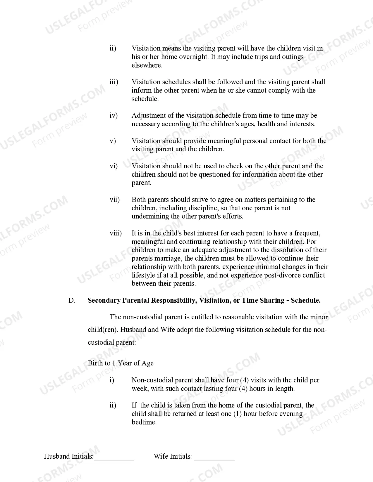 Preview Marital Legal Separation and Property Settlement Agreement Minor Children no Joint Property or Debts where Divorce Action Filed