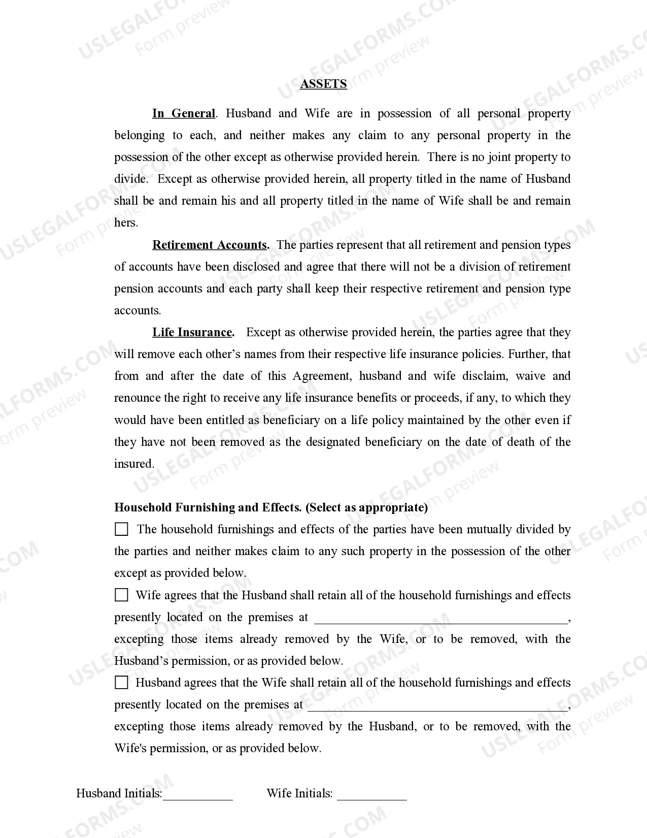 Preview Marital Legal Separation and Property Settlement Agreement Minor Children no Joint Property or Debts effective Immediately