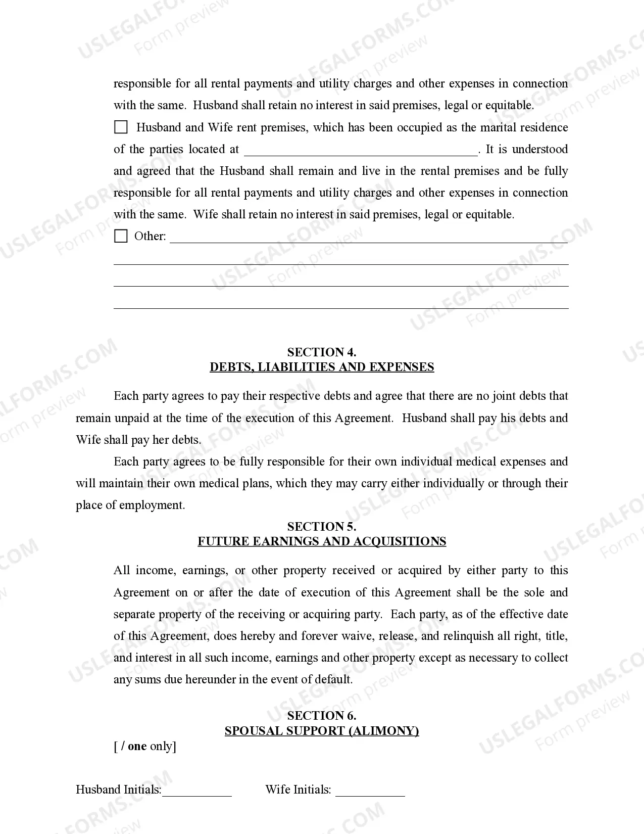 Preview Marital Legal Separation and Property Settlement Agreement Minor Children no Joint Property or Debts effective Immediately