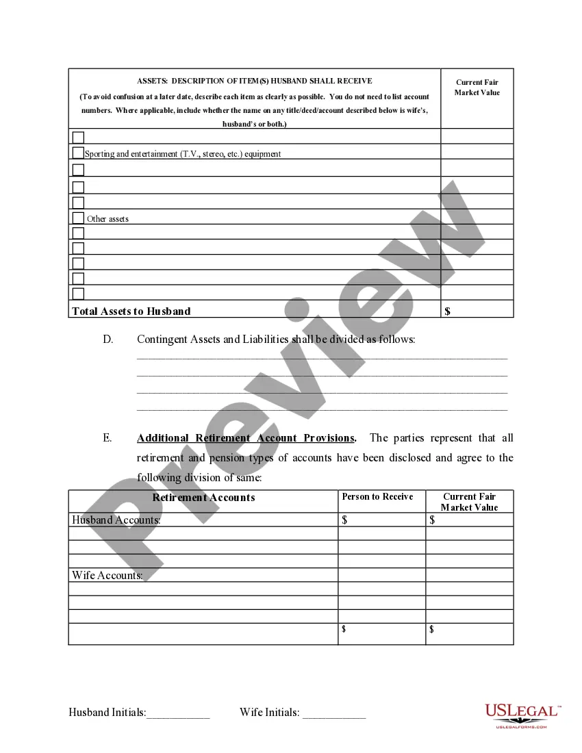 Get Marital Legal Separation and Property Settlement Agreement Minor Children Parties May have Joint Property or Debts where Divorce Action Filed Preview Marital Legal Separation and Property Settlement Agreement Minor Children Parties May have Joint Property or Debts where Divorce Action Filed