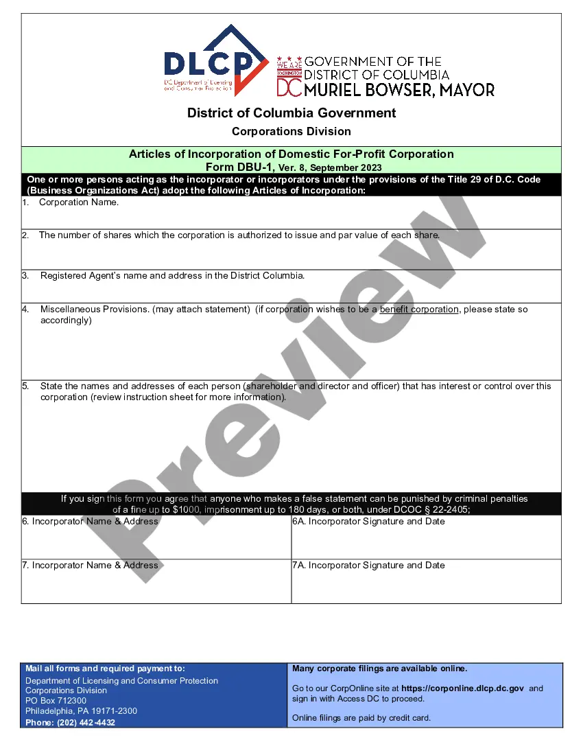 Get District of Columbia Dissolution Package to Dissolve Corporation Preview District of Columbia Dissolution Package to Dissolve Corporation