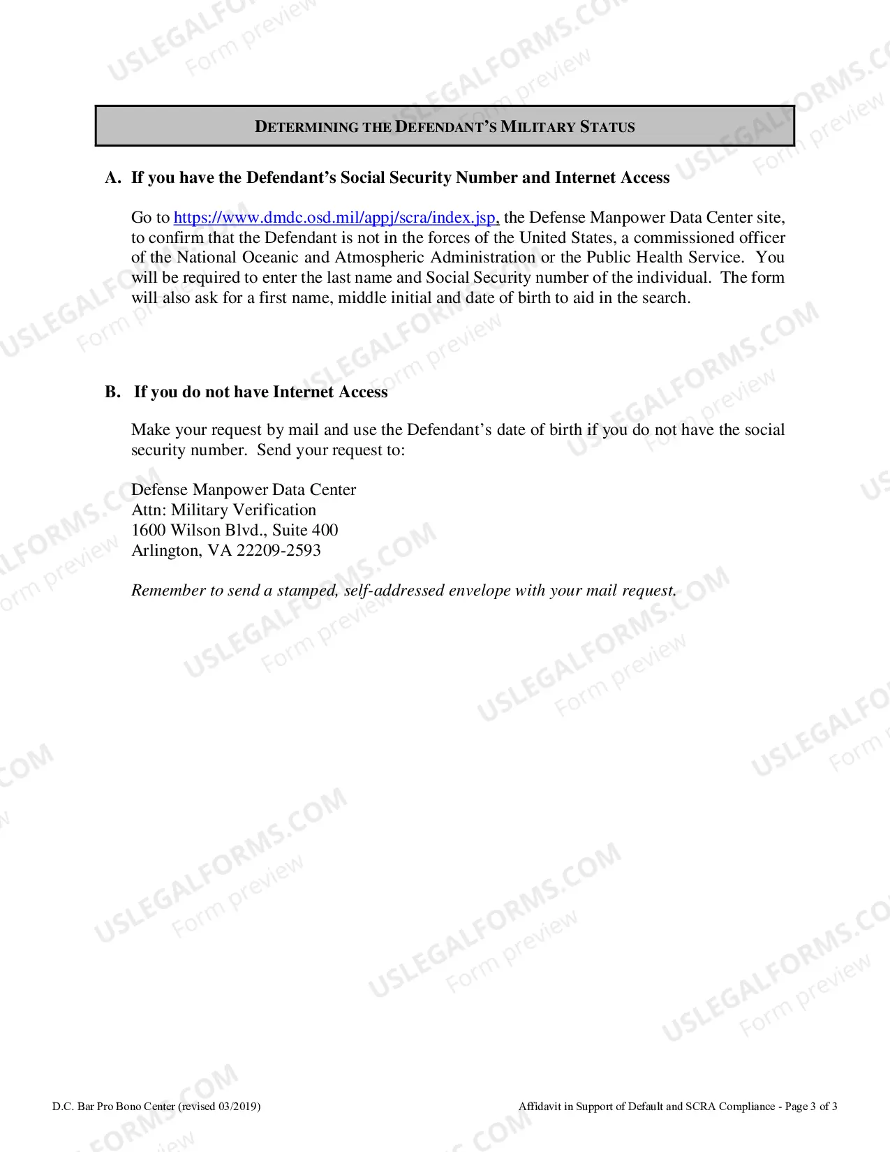 Preview Affidavit in Support of Default