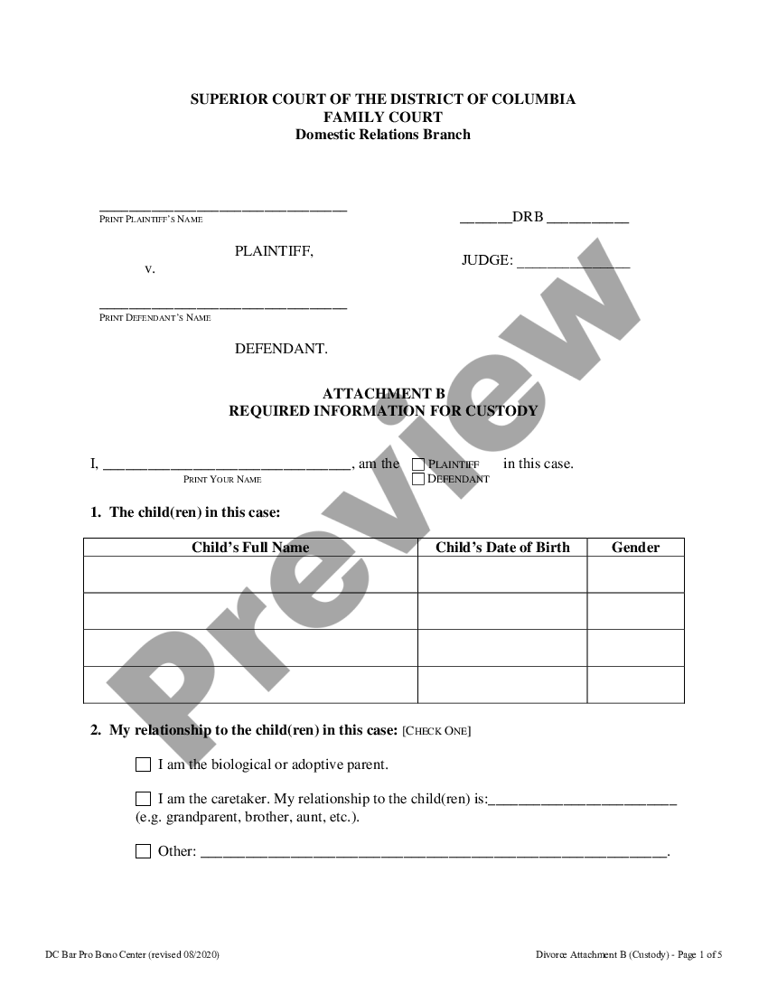 page 0 Attachment B - Required Information for Custody preview
